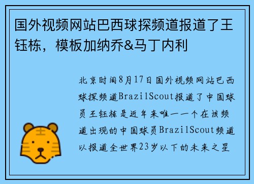 国外视频网站巴西球探频道报道了王钰栋，模板加纳乔&马丁内利